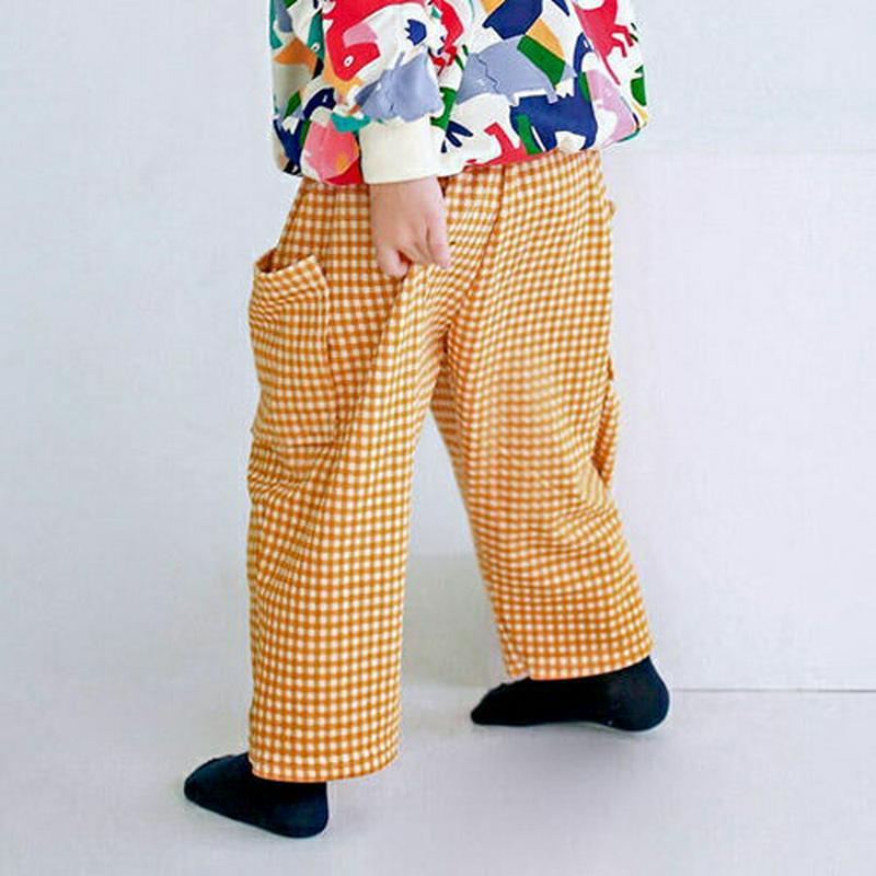 チェックパンツ・p007629 キッズ【3~8才】【pt】【パンツ ロングパンツ ズボン 長ズボン ワイド ワイドパンツ チェック柄 ギンガムチェック カジュアル 女の子 男の子 春 秋 韓国 韓国子供服 子供 こども 子供服 こども服】【KIDS】