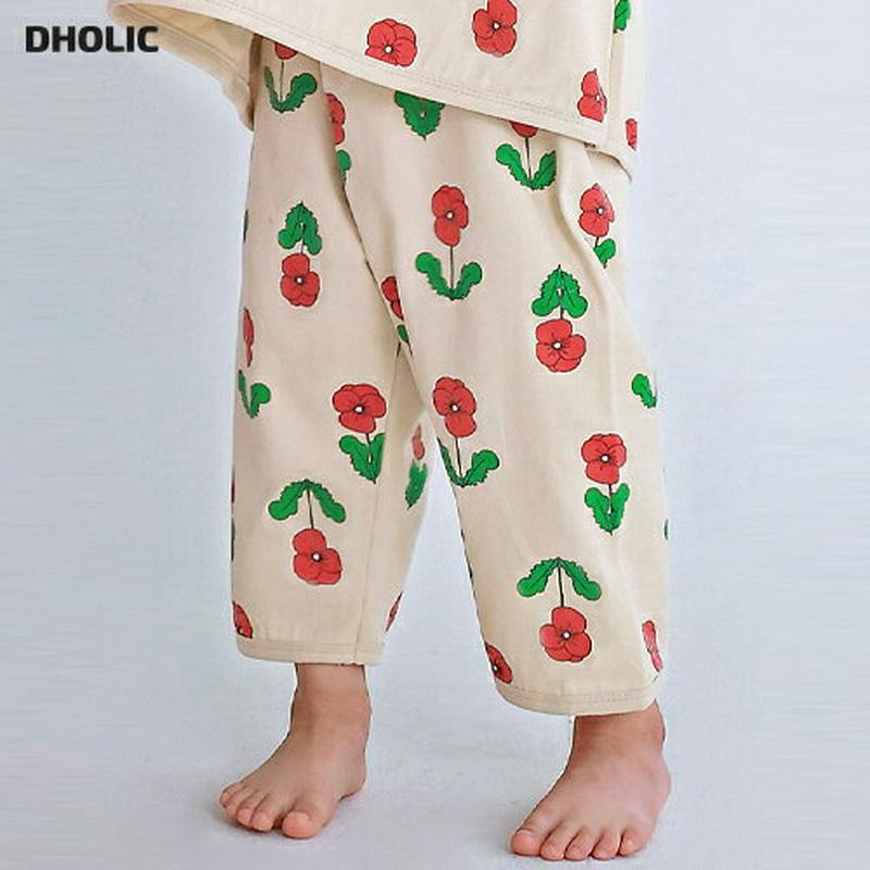 フラワーパジャマパンツ・p007563 キッズ【3~8才】【pt】【パンツ ズボン ルームウェア パジャマ 部屋着 花柄 フラワー 総柄 カジュアル ラフ 女の子 男の子 韓国 韓国子供服 子供 こども 子供服 こども服】【KIDS】