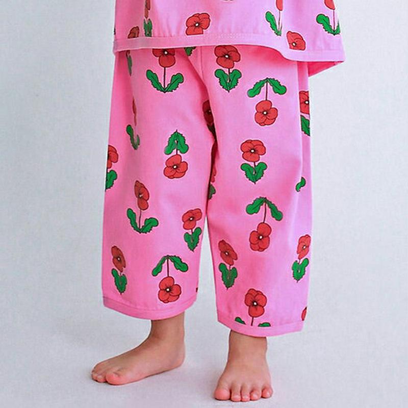 フラワーパジャマパンツ・p007563 キッズ【3~8才】【pt】【パンツ ズボン ルームウェア パジャマ 部屋着 花柄 フラワー 総柄 カジュアル ラフ 女の子 男の子 韓国 韓国子供服 子供 こども 子供服 こども服】【KIDS】