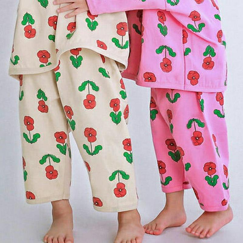 フラワーパジャマパンツ・p007563 キッズ【3~8才】【pt】【パンツ ズボン ルームウェア パジャマ 部屋着 花柄 フラワー 総柄 カジュアル ラフ 女の子 男の子 韓国 韓国子供服 子供 こども 子供服 こども服】【KIDS】
