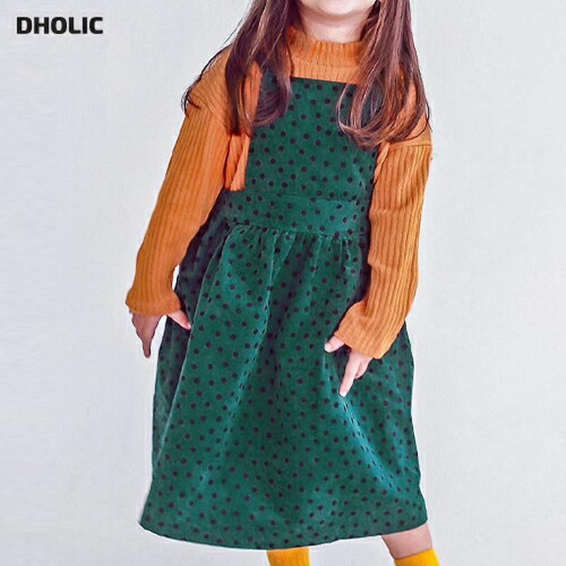 Tシャツ付ドットスリーブレスワンピース・p007627 キッズ【3~8才】【set】【ワンピース ロング ロングワンピース スリーブレス ノースリーブ ドット 柄 Tシャツ 長袖 セット かわいい 女の子 春 秋 韓国 韓国子供服 子供 子供服 こども服】【KIDS】