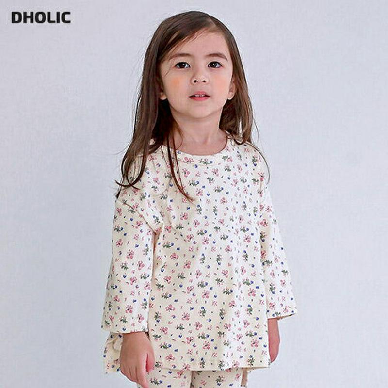 花柄Tシャツ・p007639 キッズ【3~8才】【tops】【トップス Tシャツ 長袖 ロンT 花柄 フラワー 可愛い かわいい 女の子 春 秋 韓国 韓国子供服 子供 こども 子供服 こども服】【KIDS】