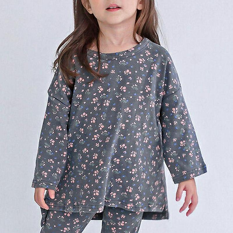 花柄Tシャツ・p007639 キッズ【3~8才】【tops】【トップス Tシャツ 長袖 ロンT 花柄 フラワー 可愛い かわいい 女の子 春 秋 韓国 韓国子供服 子供 こども 子供服 こども服】【KIDS】