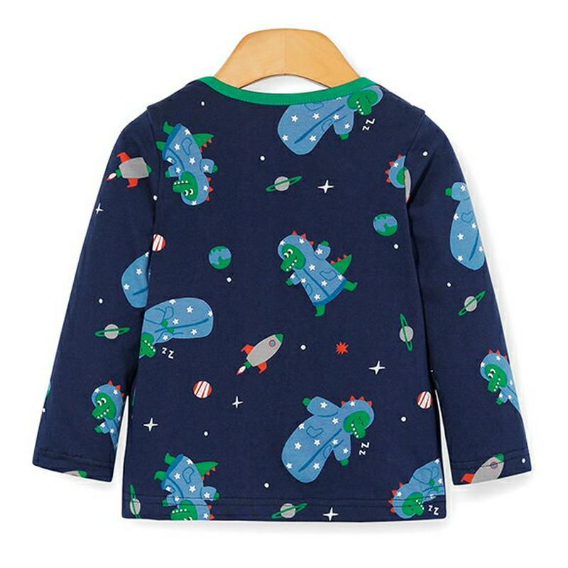 スペースプリント上下SET・p007505 キッズ【3~8才】【uw】【パジャマ ルームウェア 部屋着 トップス 長袖 パンツ ズボン 総柄 宇宙 カジュアル　ラフ 女の子 男の子 韓国 韓国子供服 子供 こども 子供服 こども服】【KIDS】