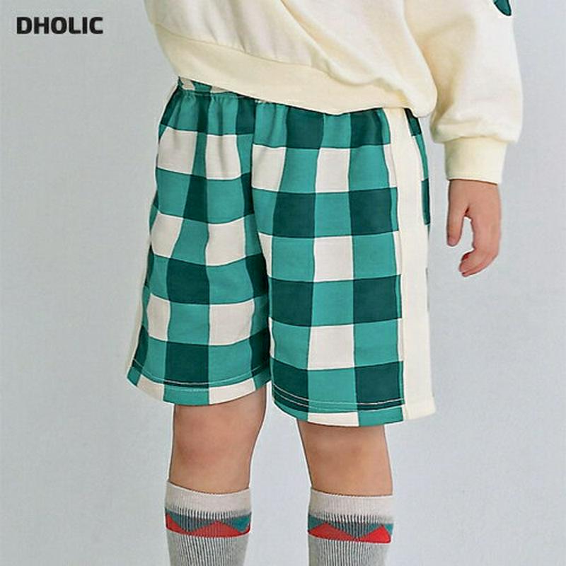 チェックパンツ・p007623 キッズ【3~8才】【pt】【パンツ ズボン ハーフパンツ 半ズボン チェック柄 ギンガムチェック カジュアル 可愛い かわいい ラフ 女の子 男の子 春 秋 韓国 韓国子供服 子供 こども 子供服 こども服】【KIDS】