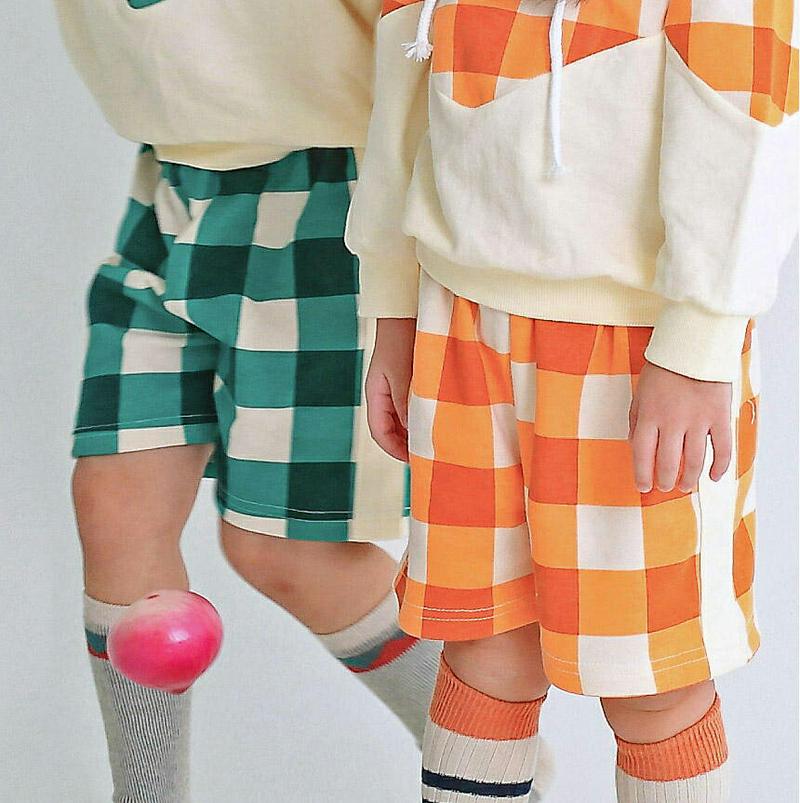 チェックパンツ・p007623 キッズ【3~8才】【pt】【パンツ ズボン ハーフパンツ 半ズボン チェック柄 ギンガムチェック カジュアル 可愛い かわいい ラフ 女の子 男の子 春 秋 韓国 韓国子供服 子供 こども 子供服 こども服】【KIDS】