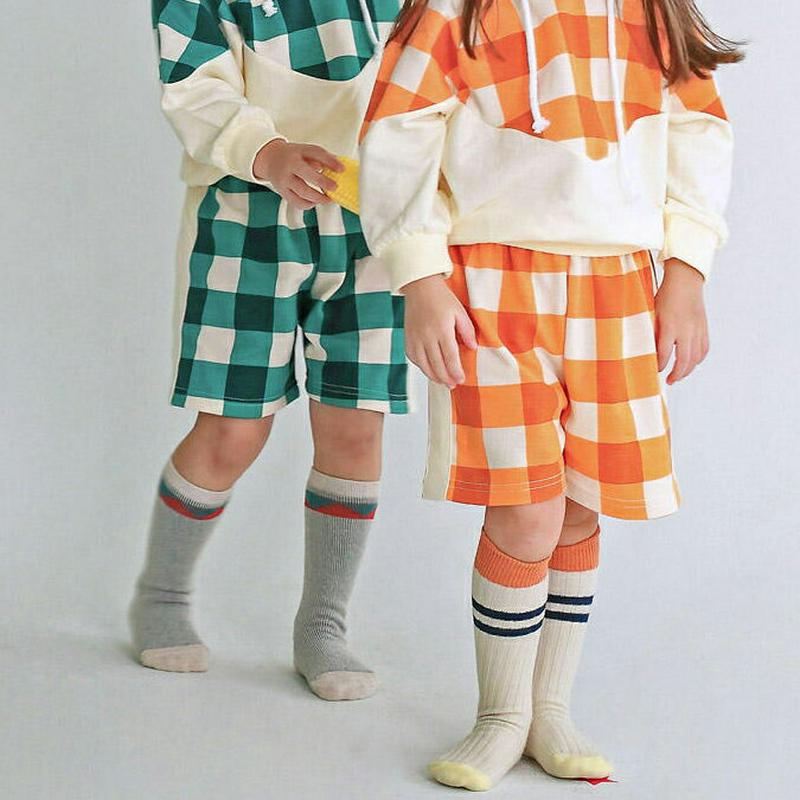 チェックパンツ・p007623 キッズ【3~8才】【pt】【パンツ ズボン ハーフパンツ 半ズボン チェック柄 ギンガムチェック カジュアル 可愛い かわいい ラフ 女の子 男の子 春 秋 韓国 韓国子供服 子供 こども 子供服 こども服】【KIDS】
