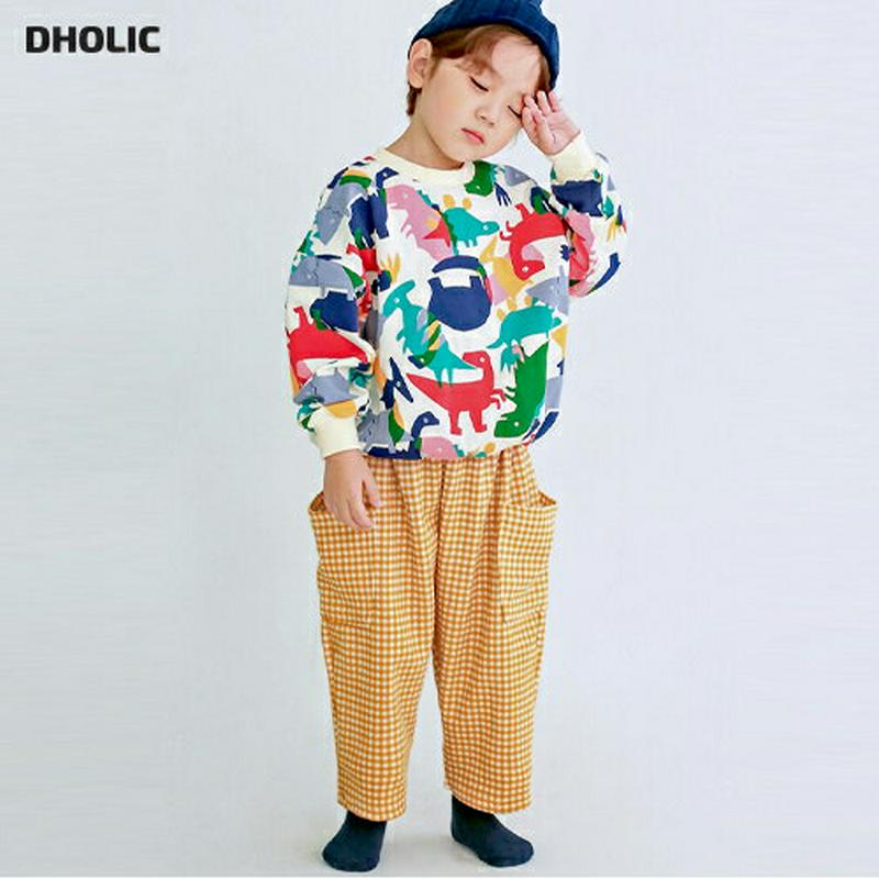 【新作10%OFF】ダイナソースウェット&チェックパンツSET・p007651 キッズ【3~8才】【set】【セット set 上