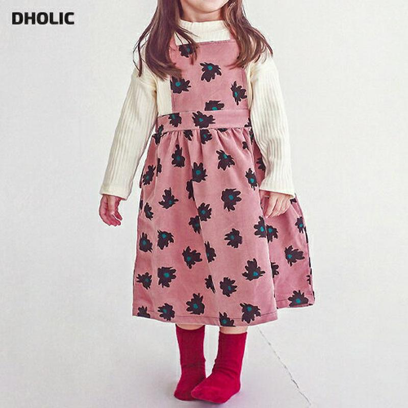 Tシャツ付フラワースリーブレスワンピース・p007625 キッズ【3~8才】【set】【ワンピース ロング ロングワンピース スリーブレス ノースリーブ Tシャツ 長袖 セット set 花柄 フラワー 女の子 春 秋 韓国 韓国子供服 子供 子供服 こども服】【KIDS】