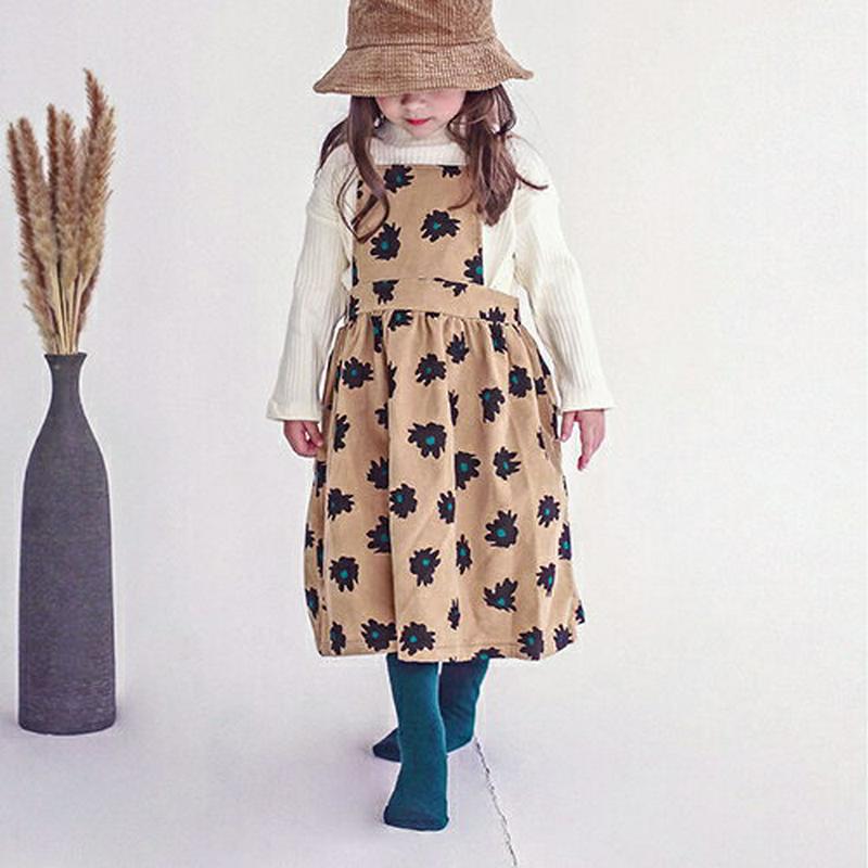 Tシャツ付フラワースリーブレスワンピース・p007625 キッズ【3~8才】【set】【ワンピース ロング ロングワンピース スリーブレス ノースリーブ Tシャツ 長袖 セット set 花柄 フラワー 女の子 春 秋 韓国 韓国子供服 子供 子供服 こども服】【KIDS】