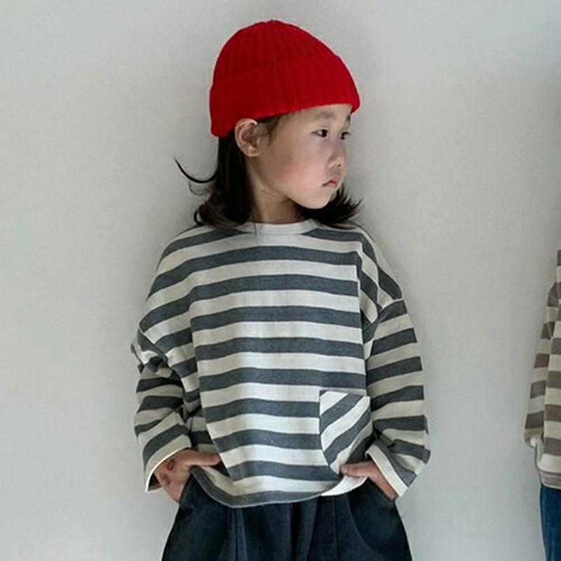 【新作10%OFF】ポケットボーダーTシャツ・u07591 キッズ【3~8才】【tops】【トップス Tシャツ ロンT 長袖 ボ