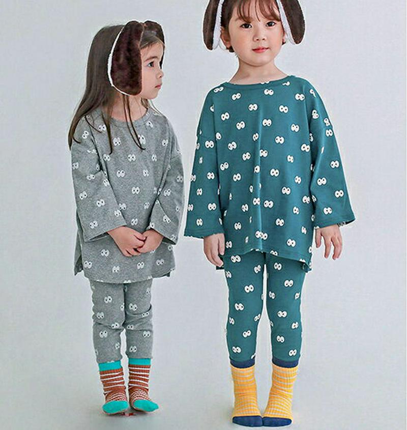 【新作10%OFF】アイプリントTシャツ&レギンスSET・p007644 キッズ【3~8才】【uw】【ルームウェア パジャマ 部