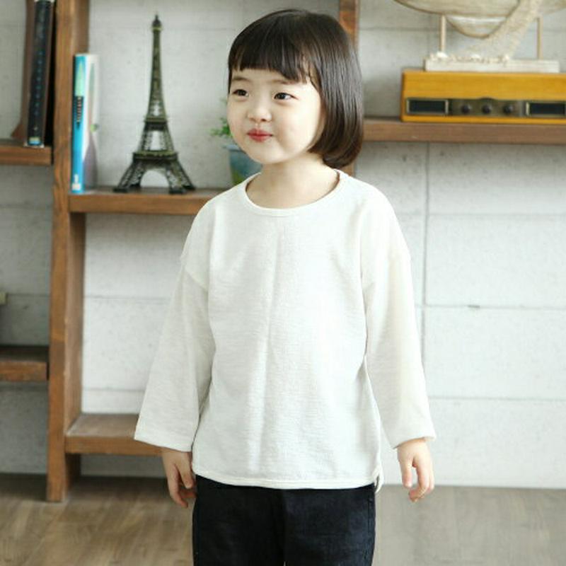 ラウンドヘムTシャツ・p007713 キッズ【3~8才】【tops】【トップス Tシャツ 長袖 ロンT 単色 無地 無地T カジュアル ラフ 女の子 男の子 春 秋 韓国 韓国子供服 子供 こども 子供服 こども服】【KIDS】