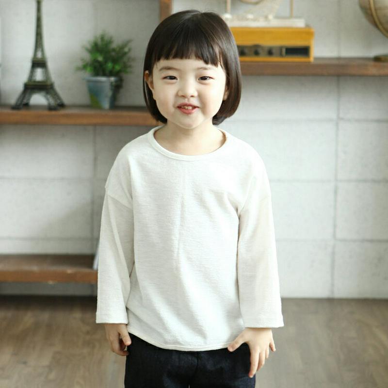 ラウンドヘムTシャツ・p007713 キッズ【3~8才】【tops】【トップス Tシャツ 長袖 ロンT 単色 無地 無地T カジュアル ラフ 女の子 男の子 春 秋 韓国 韓国子供服 子供 こども 子供服 こども服】【KIDS】
