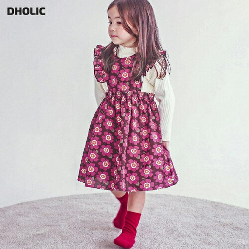 【新作10%OFF】Tシャツ付フリルフラワーワンピース・p007631 キッズ【3~8才】【set】【ワンピース ロング ロング