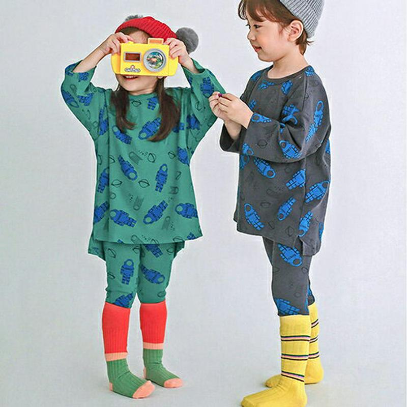 【新作10%OFF】スペースTシャツ&レギンスSET・p007642 キッズ【3~8才】【uw】【ルームウェア パジャマ 部屋着