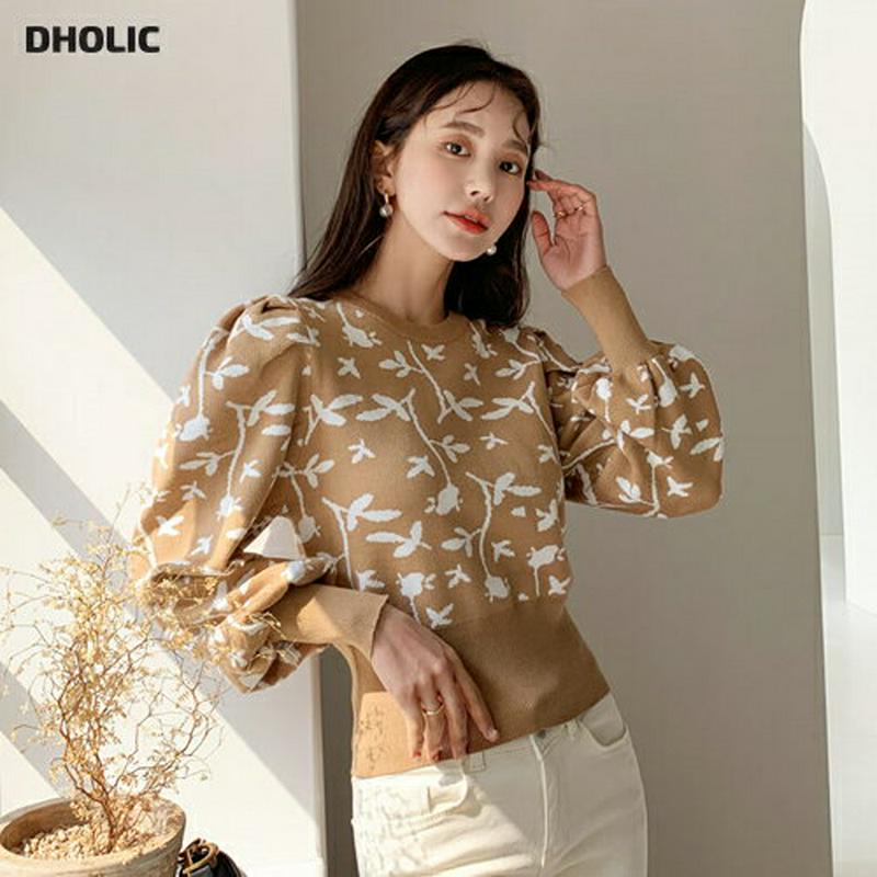 【新作10%OFF】フローラルパフニット・全3色・t61487 レディース【tops】【韓国 ファッション トップス ニット ニ