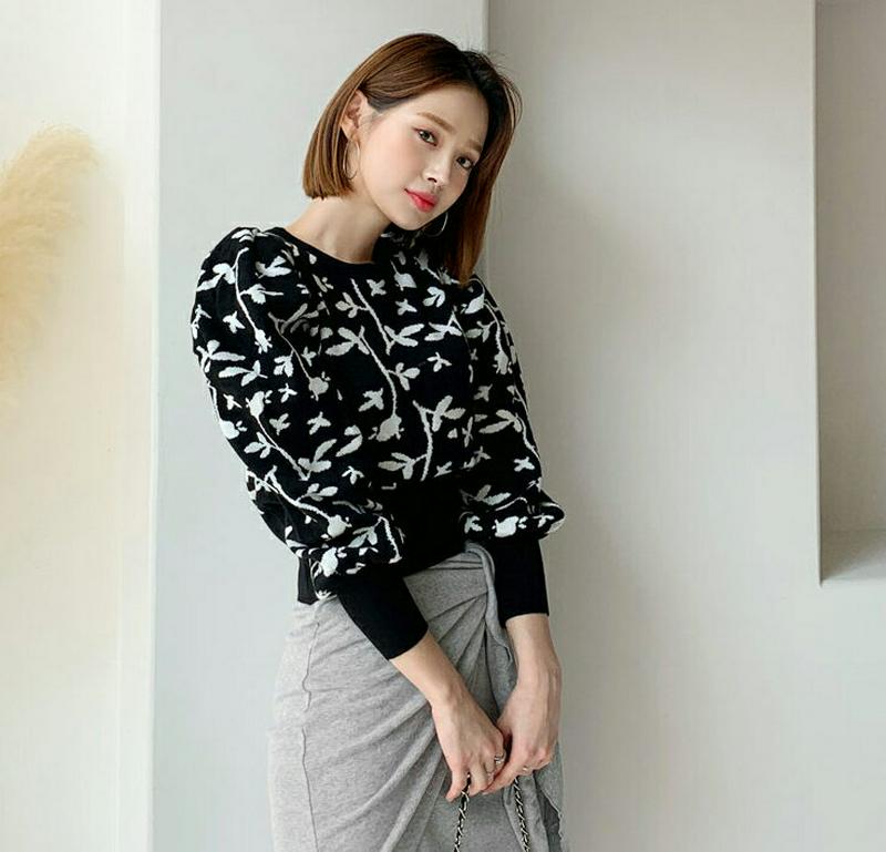 【新作10%OFF】フローラルパフニット・全3色・t61487 レディース【tops】【韓国 ファッション トップス ニット ニ