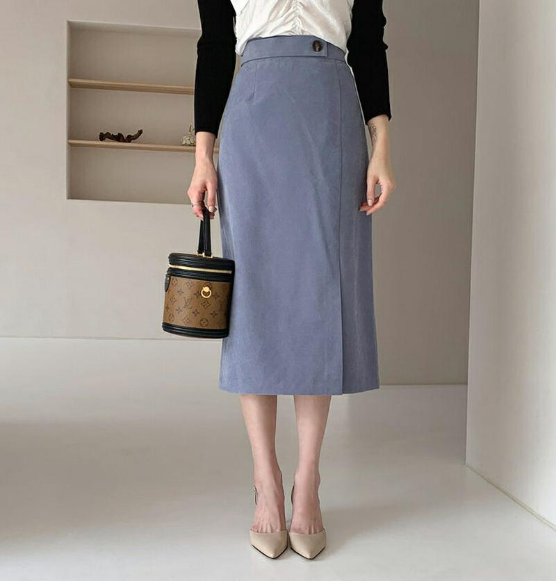 【新作10%OFF】ボタンスHラインスカート・全3色・t61473 レディース【sk】【韓国 ファッション ボトムス スカート 