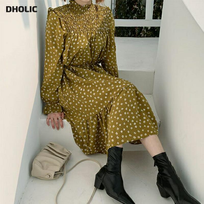 【新作10%OFF】ストラップ付シャーリング花柄ワンピース・全2色・e61462 レディース【ops】【韓国 ファッション ワン