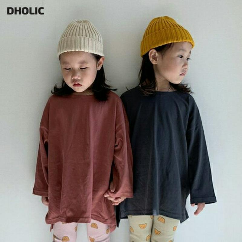 【新作10%OFF】ボクシーTシャツ・u07575 キッズ【3~8才】【tops】【トップス Tシャツ 長袖 ロンT 単色 無地