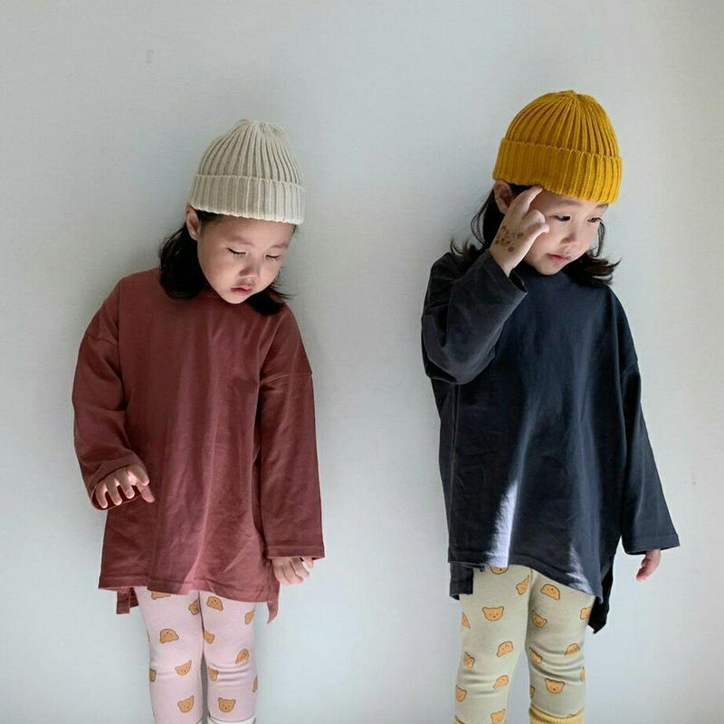 【新作10%OFF】ボクシーTシャツ・u07575 キッズ【3~8才】【tops】【トップス Tシャツ 長袖 ロンT 単色 無地