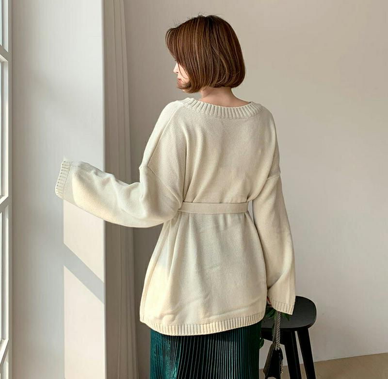 【新作10%OFF】ストラップ付Vネックニット・全5色・t61453 レディース【tops】【韓国 ファッション トップス ニッ