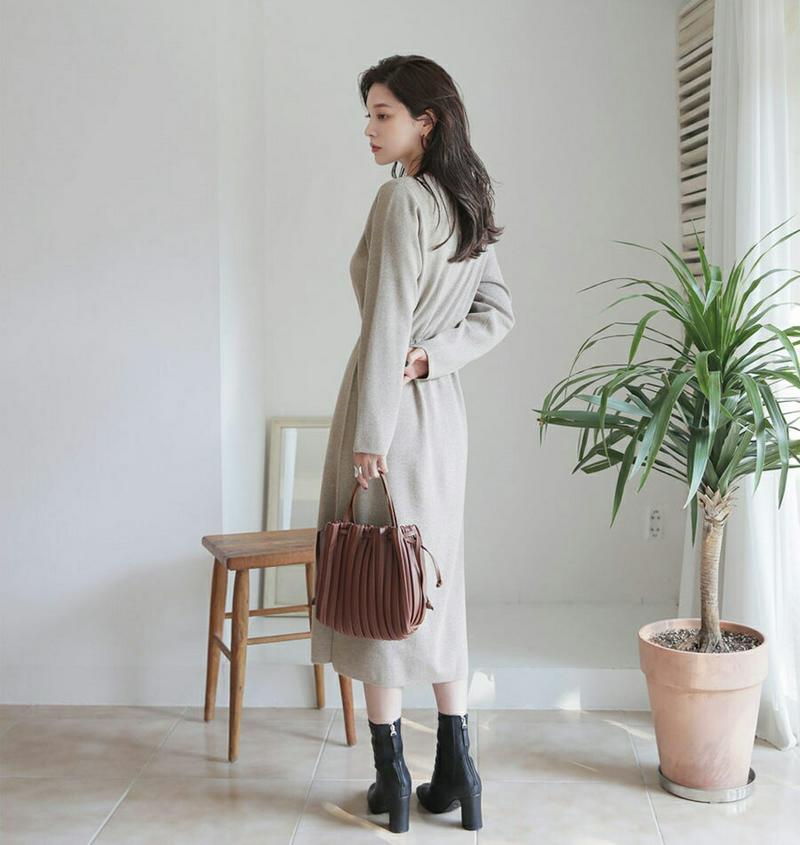 【新作10%OFF】ドロストニットワンピース・全2色・b64639 レディース【ops】【韓国 ファッション ワンピース ロング