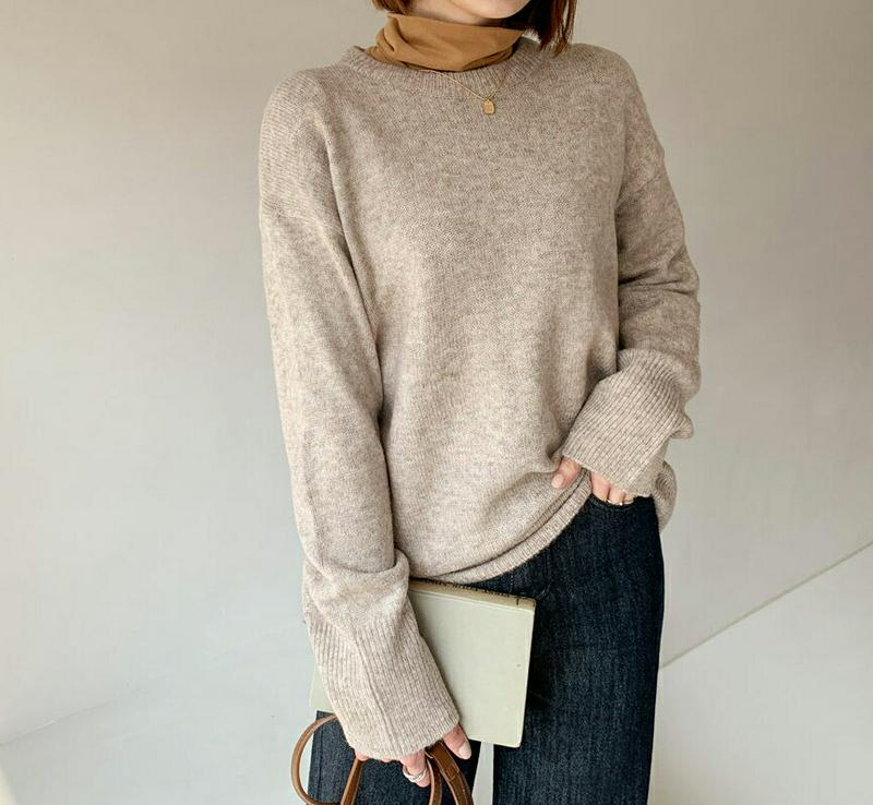 【新作10%OFF】ルーズラウンドニット・全5色・t61455 レディース【tops】【韓国 ファッション トップス ニット ニ