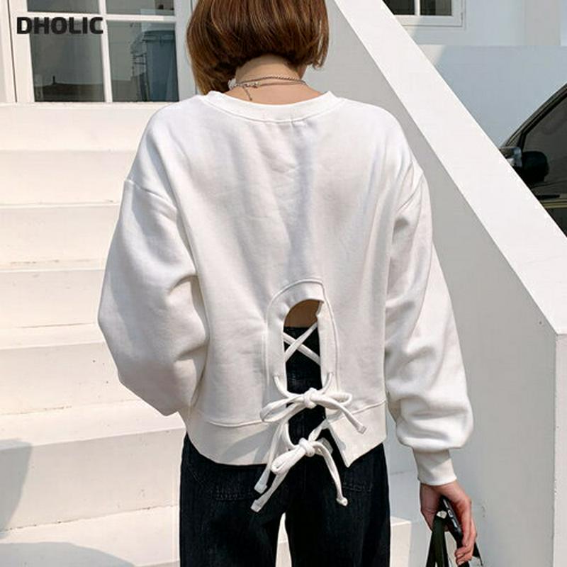 【新作10%OFF】裏起毛バックレースアップスウェット・全4色・t61445 レディース【tops】【韓国 ファッション トップ