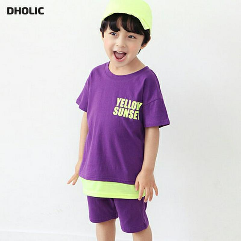 配色レタリングTシャツ&パンツSET p003264・キッズ 【3~8才】【SET】【韓国 ファッション セットアップ Tシャツ カットソー 半袖 ハーフスリーブ パンツ ショート ハーフ 半ズボン ウエストゴム コットン100 ロゴ 子供服 小学生 ジュニア 夏】【KIDS】