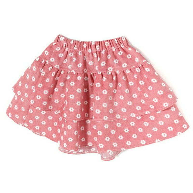 花柄コーデュロイティアードスカート・p005210 キッズ【3~8才】【sk】【スカート ミニスカート ミニ ショート丈 花柄 フラワー コーデュロイ 火ティアード 可愛い かわいい レトロ 女の子 秋 韓国 韓国子供服 子供 こども 子供服 こども服】【KIDS】