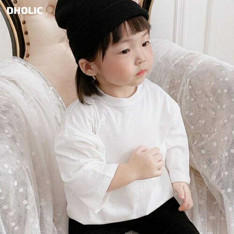 ラウンドヘムTシャツ・u07624 キッズ【3~8才】【tops】【トップス Tシャツ 長袖 ロンT 単色 無地 シンプル カジ