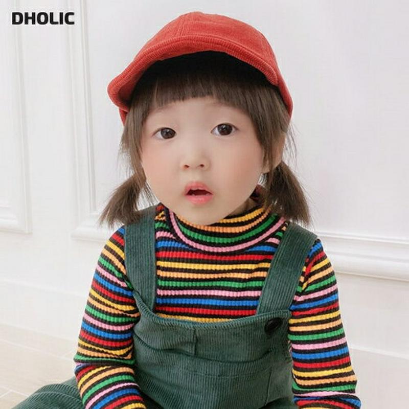 マルチボーダーハイネックTシャツ・u07621 キッズ【3~8才】【tops】【トップス Tシャツ 長袖 ボーダー 柄 マルチボ