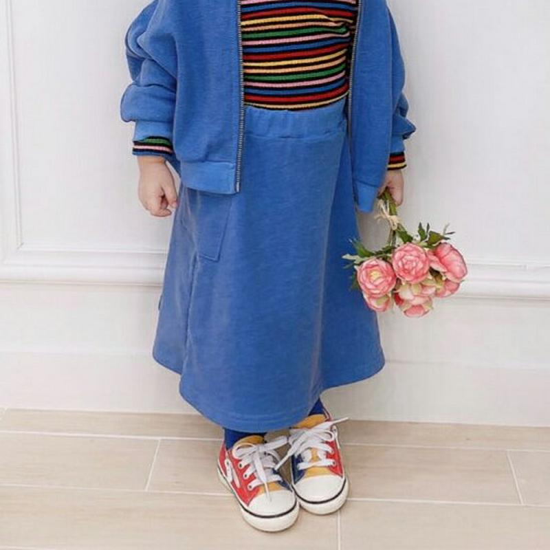 ポケットスカート・u07588 キッズ【3~8才】【sk】【スカート ロング ロングスカート ウエストゴム 単色 無地 シンプル