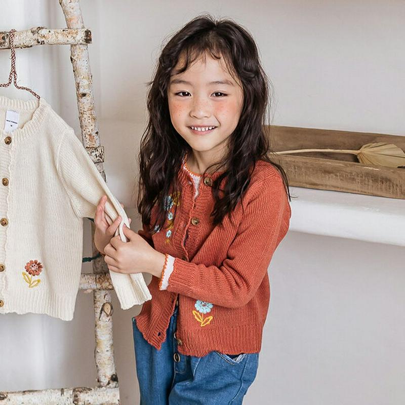 フラワー刺繍カーディガン・u07586 キッズ【3~8才】【cd】【カーディガン カーデ 羽織物 長袖 刺繍 フラワー 花柄 可
