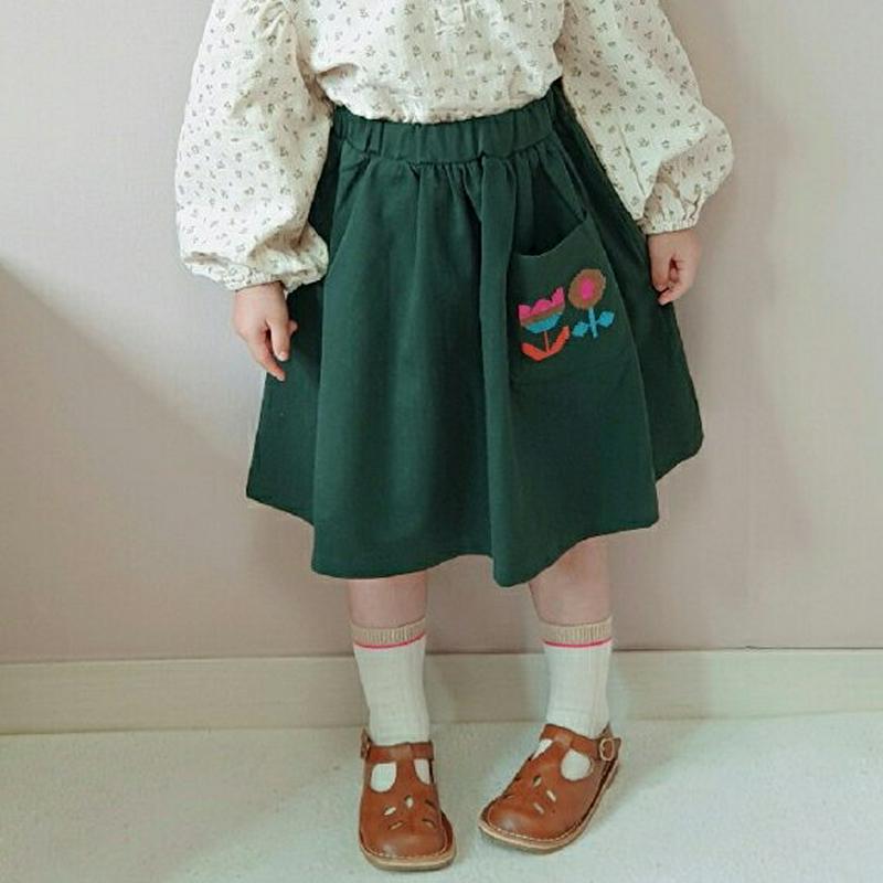 フラワーポイントポケットミニスカート・u06622 キッズ【3~8才】【sk】【スカート ミディスカート ミディ丈 花柄 フラワ