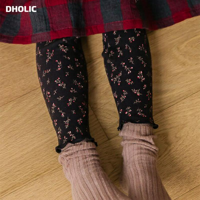 フラワーウェーブレギンス・u07598 キッズ【3~8才】【pt】【レギンス パンツ ズボン ボトムス ウェーブ 花柄 フラワー