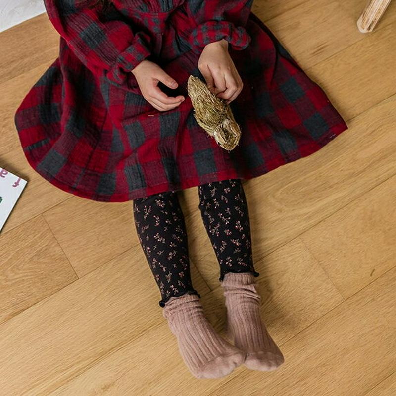 フラワーウェーブレギンス・u07598 キッズ【3~8才】【pt】【レギンス パンツ ズボン ボトムス ウェーブ 花柄 フラワー