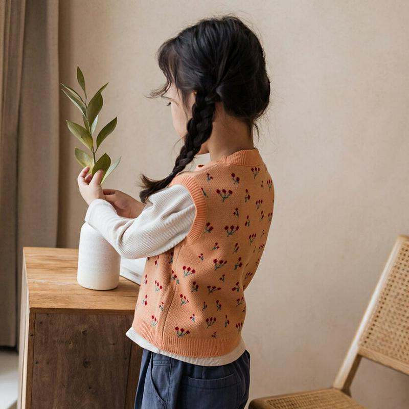 チェリーニットベスト・u07572 キッズ【3~8才】【jk】【ベスト ニット ニットベスト レイヤード チェリー さくらんぼ 