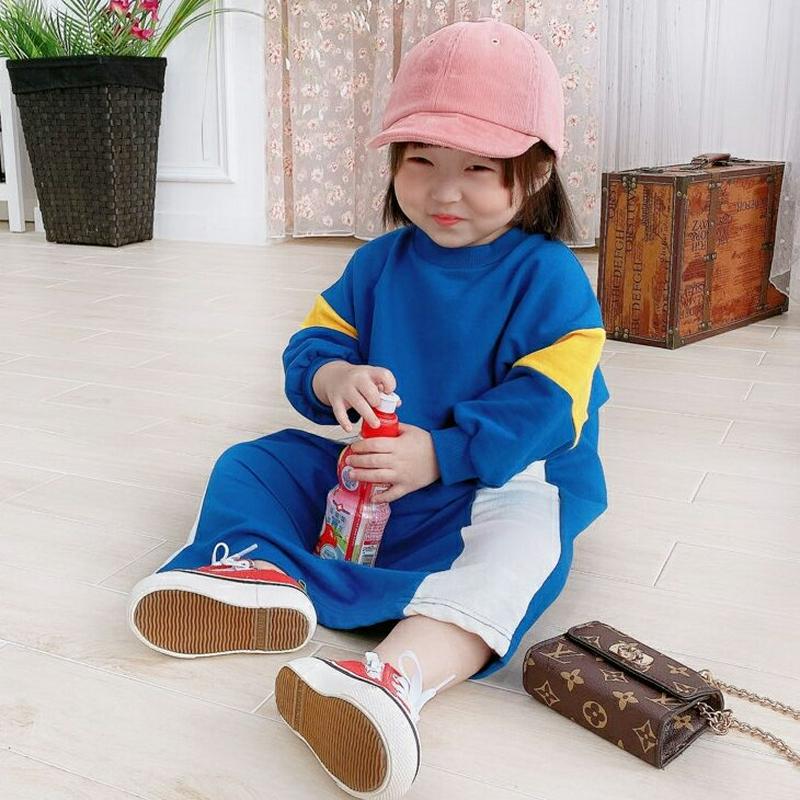 ダブル配色ワンピース・u07616 キッズ【3~8才】【ops】【ワンピース ロング ロングワンピース 長袖 カジュアル ラフ 