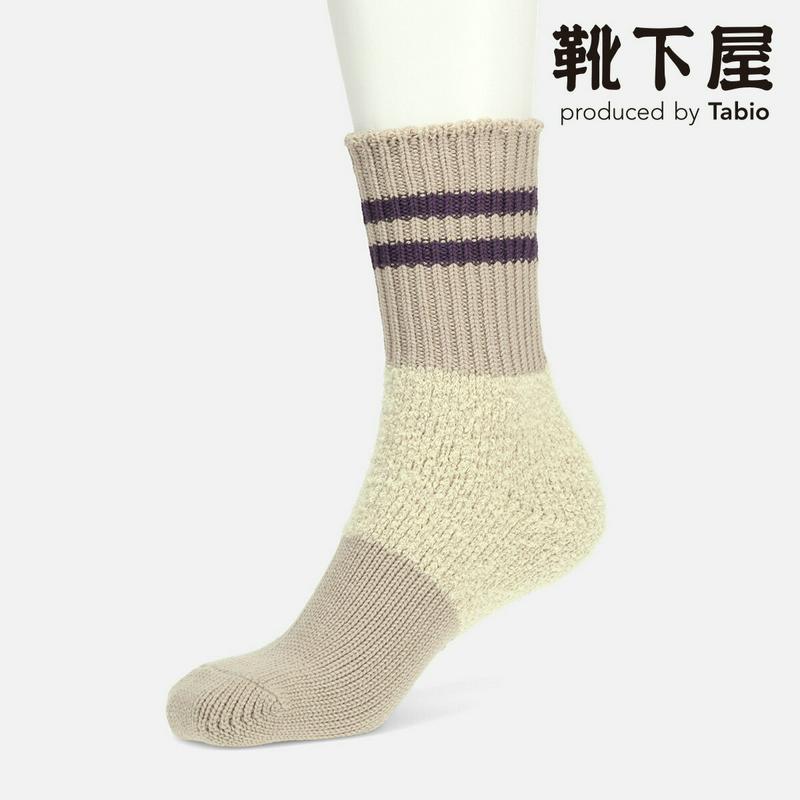 【あす楽】【靴下屋】 ライン入りかかとふわふわソックス / 靴下 タビオ Tabio くつ下 クルー レディース 日本製