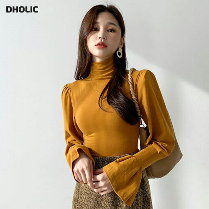 【新作10%OFF 】ハイネックパフTシャツ・全4色・t56052 レディース【tops】【韓国 ファッション トップス Tシャ