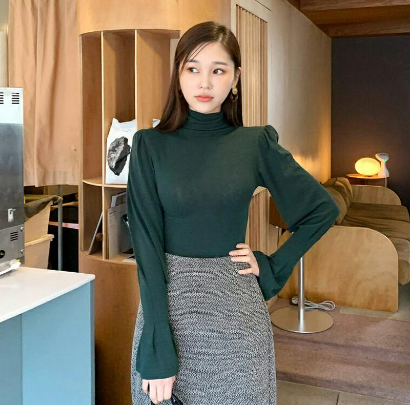 【新作10%OFF 】ハイネックパフTシャツ・全4色・t56052 レディース【tops】【韓国 ファッション トップス Tシャ