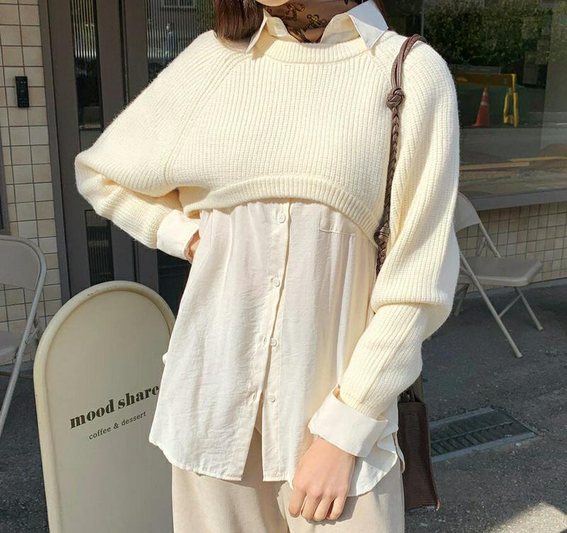 【新作10%OFF 】クロップドラグランニット・全4色・t56055 レディース【tops】【韓国 ファッション トップス ニッ