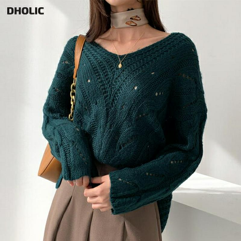 【新作10%OFF 】Vネックルーズケーブルニット・全3色・b56094 レディース【tops】【韓国 ファッション トップス 