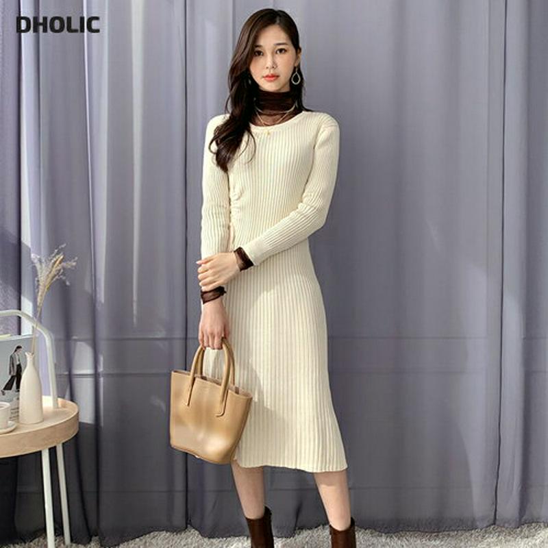 【新作10%OFF 】ドロストリブニットワンピース・全2色・b56096 レディース【ops】【韓国 ファッション ワンピース 