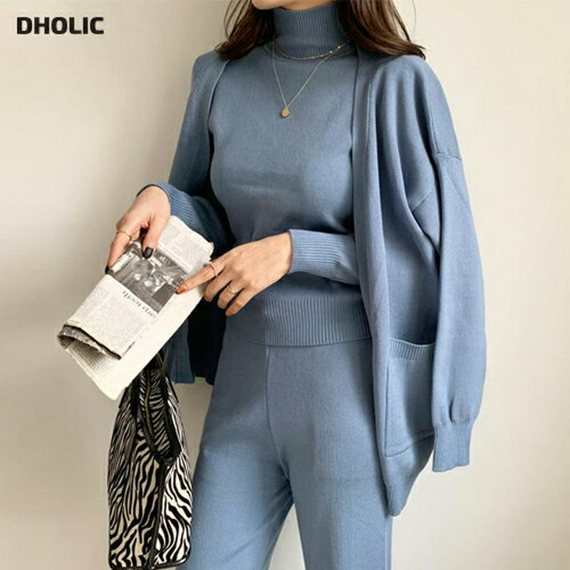 【新作10%OFF 】ニット&ストラップ付カーディガン&パンツ3SET・全3色・b64718 レディース【pt】【韓国 ファッシ