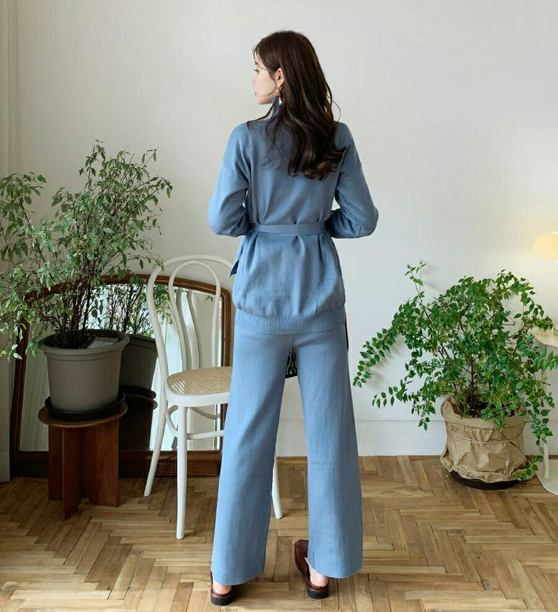 【新作10%OFF 】ニット&ストラップ付カーディガン&パンツ3SET・全3色・b64718 レディース【pt】【韓国 ファッシ