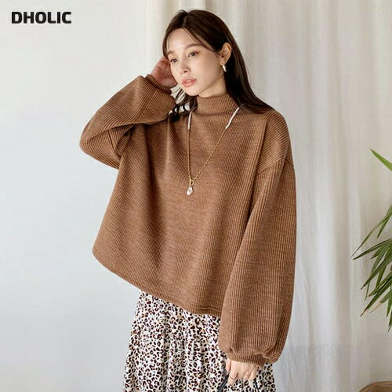 【新作10%OFF 】ハーフネックルーズニット・全4色・b64708 レディース【tops】【韓国 ファッション トップス ニッ